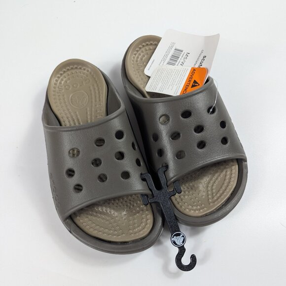 Crocs Scutes Slides Sandals Chocolate Brown Unisex Size Mens 5 Womens 7 NWT - Picture 1 of 4